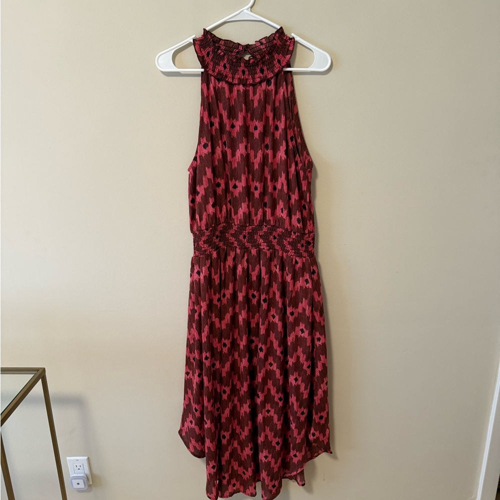 Elegant Red Patterned Women's Dress
